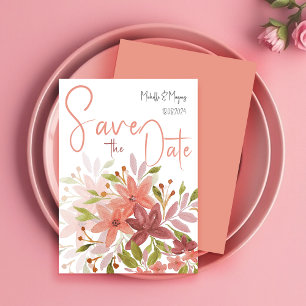 Elegant Rustic Terracotta Blush Green Save The Date