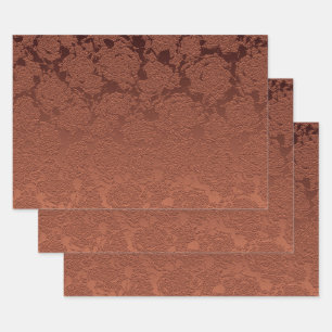 Elegant Rustic Terracotta Fall Floral Wrapping Paper Sheet