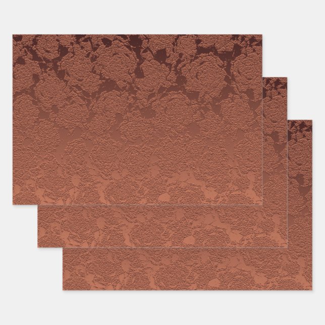 Elegant Rustic Terracotta Fall Floral Wrapping Paper Sheet (Set)