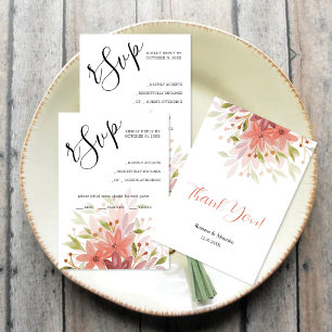 Elegant Rustic Terracotta Floral Watercolor Art RSVP Card