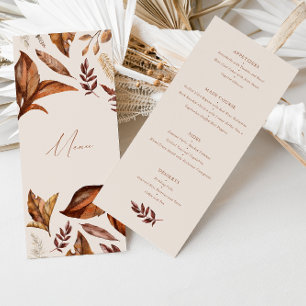Elegant Rustic Terracotta Floral Wedding Menu