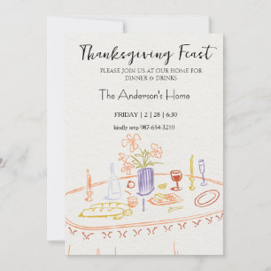 Elegant Rustic Thanksgiving Dinner Invitation