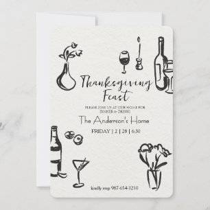 Elegant Rustic Thanksgiving Dinner Invitation