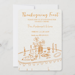 Elegant Rustic Thanksgiving Dinner Invitation