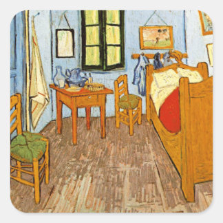 Elegant Rustic Vincent Van Gogh - Bedroom at Arles Square Sticker