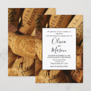 Elegant Rustic Vineyard & Wine Cork Wedding Card