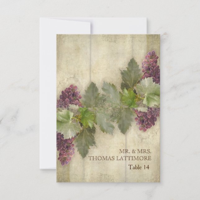 Elegant Rustic Vineyard Winery Fall Place Card (Front)