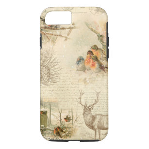 Elegant Rustic Vintage Christmas Woodland Collage Case-Mate iPhone Case