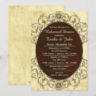 Elegant Rustic Vintage Rehearsal Dinner Invitation