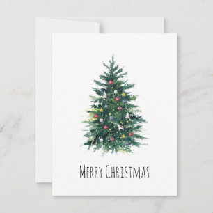 Elegant Rustic Watercolor Christmas Tree Holiday Card