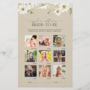 Elegant Rustic Watercolor Daisy Bridal Shower Game