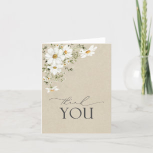 Elegant Rustic Watercolor Daisy Thank You Card