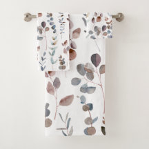Elegant Rustic Watercolor Eucalyptus Leaves  