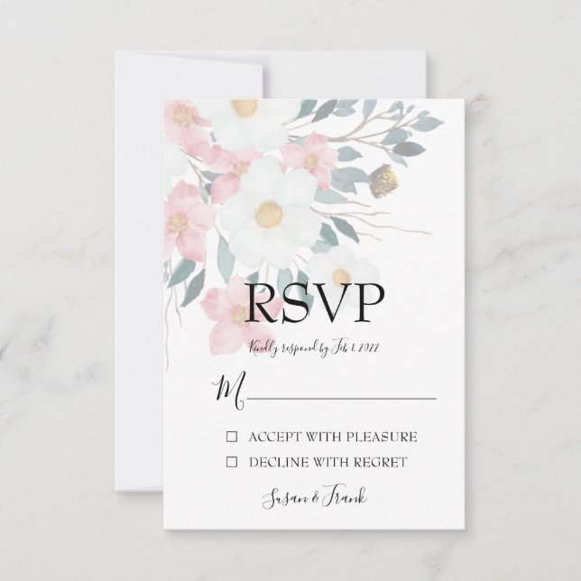 Elegant Rustic Watercolor Floral RSVP Card (Front)