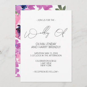Elegant Rustic Watercolor Floral Wedding Invitation