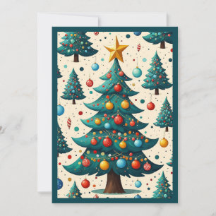 Elegant Rustic Watercolor Merry Christmas Tree  Holiday Card