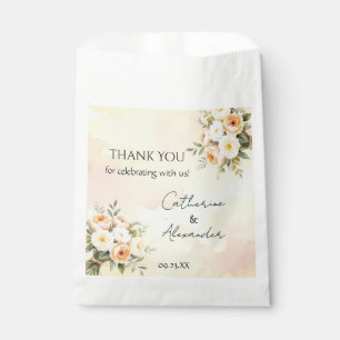 Elegant Rustic Watercolor Roses Wedding Thank You Favour Bags