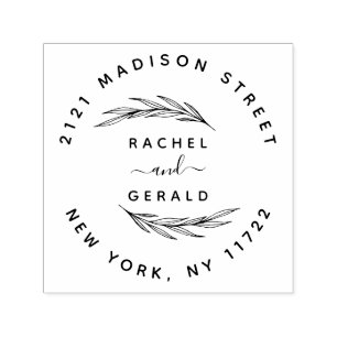 Elegant Rustic Wedding Custom Names Address  Self- Self-inking Stamp