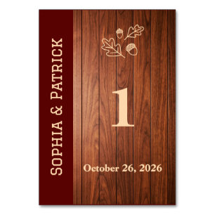 Elegant rustic wedding invitation table number