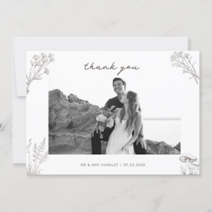 Elegant Rustic Wedding Photo Thank You Card