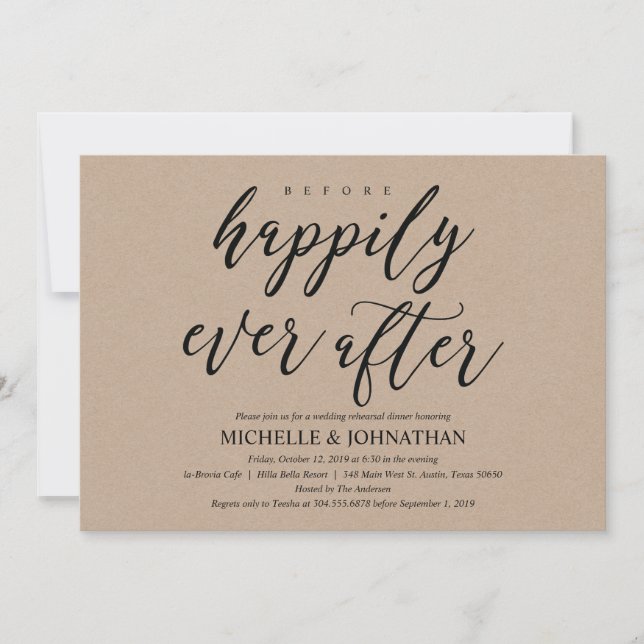 Elegant Rustic Wedding Rehearsal Dinner Invites (Front)