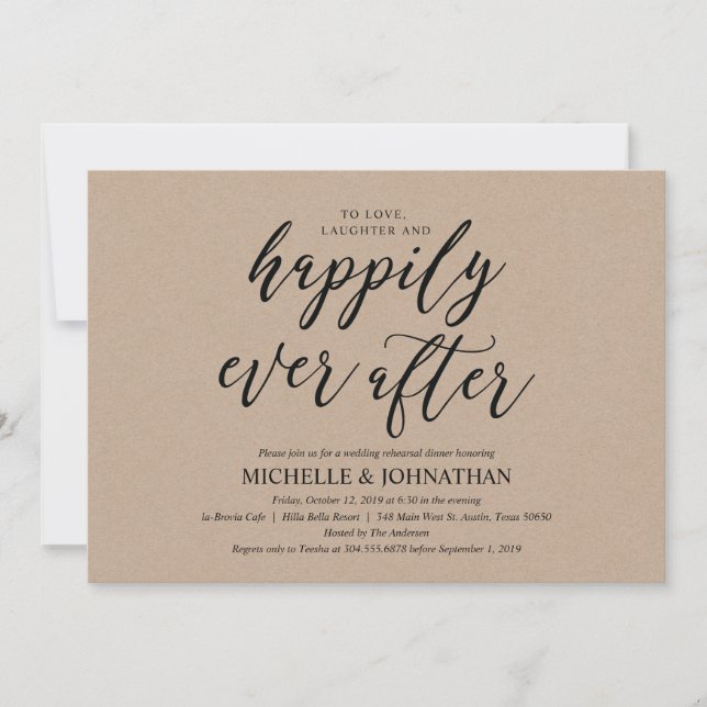 Elegant Rustic Wedding Rehearsal Dinner Invites (Front)