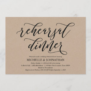 Elegant Rustic Wedding Rehearsal Dinner Invites