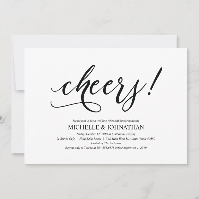 Elegant Rustic Wedding Rehearsal Dinner Invites (Front)