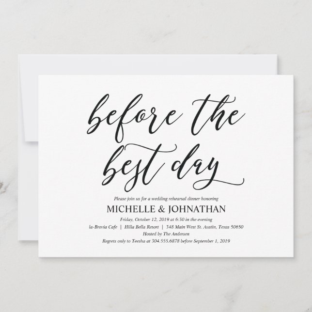 Elegant Rustic Wedding Rehearsal Dinner Invites (Front)