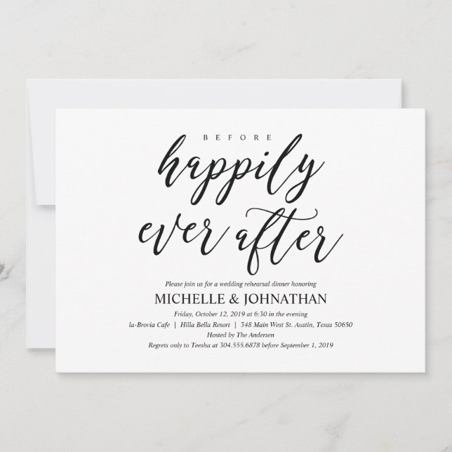 Elegant Rustic Wedding Rehearsal Dinner Invites (Front)