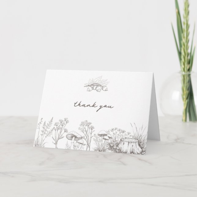 Elegant Rustic Wedding Woodland Forest Botanical Thank You Card (Front)
