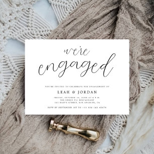 Elegant Rustic We're Engaged Engagement Party  Invitation