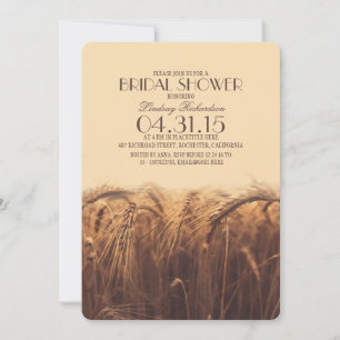 elegant rustic wheat bridal shower invitations