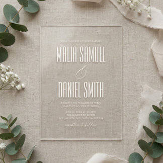 Elegant Rustic White Wedding Acrylic Invitations