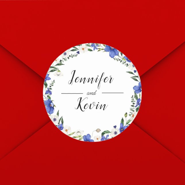  Elegant Rustic Wildflower Colourful Wedding  Classic Round Sticker (Creator Uploaded)