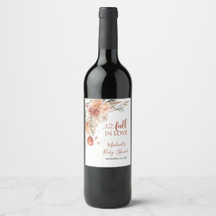 Elegant Rustic Wildflower Fall in Love Baby Shower Wine Label