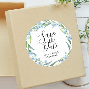 Elegant Rustic Wildflower Wedding Save The Date Classic Round Sticker