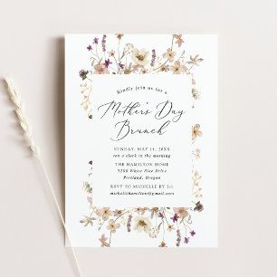 Elegant Rustic Wildflowers Mother's Day Brunch Invitation