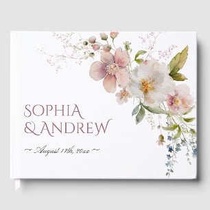 Elegant Rustic Wildflowers Wedding Guest Book