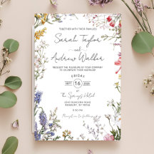 Elegant Rustic Wildflowers Wedding Invitation