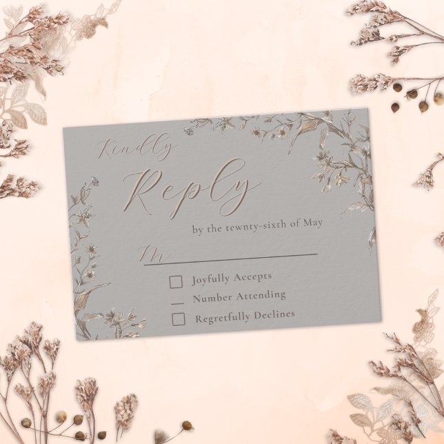 Elegant Rustic Wildflowers Wedding Reply RSVP Card (Creator Uploaded)