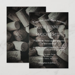 Elegant Rustic Wine Cork Wedding Card