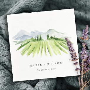 Elegant Rustic Winery Vineyard Mountain Wedding Napkin