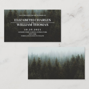Elegant Rustic Winter Forest Save The Date Card