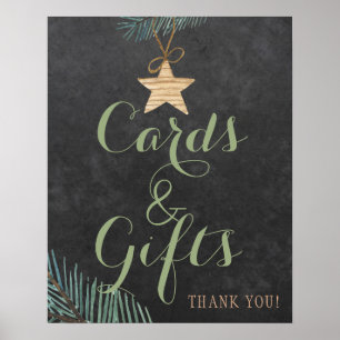 Elegant rustic winter pine cards and wedding sign