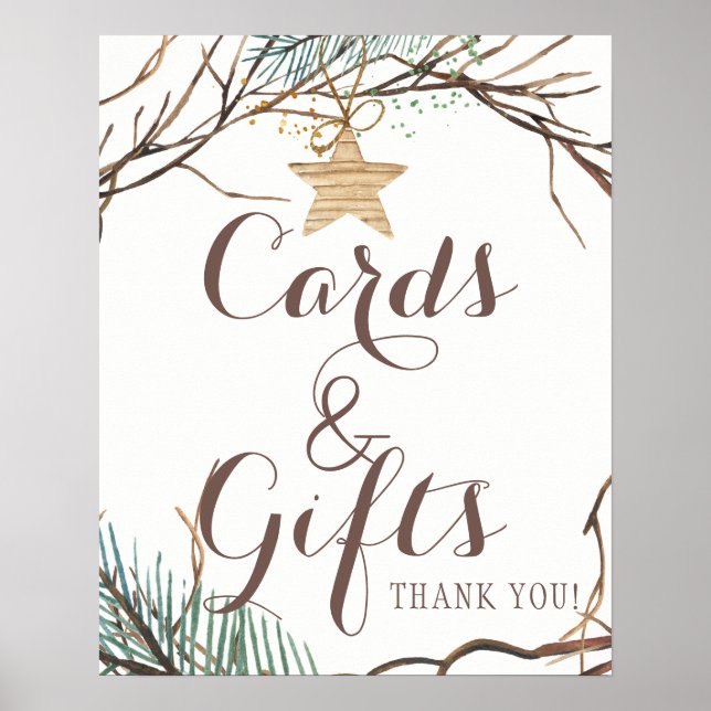 Elegant rustic winter pine cards and wedding sign (Front)
