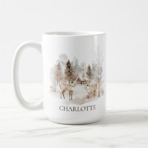 Elegant Rustic Winter Woodland Deer Coffee Mug