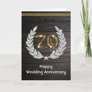 Elegant Rustic Wood 70th Wedding Anniversary Card