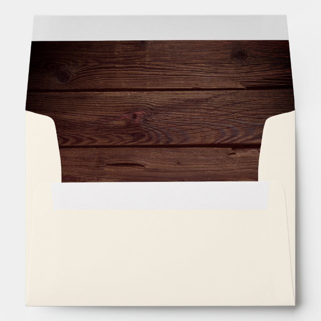 Elegant Rustic Wood Beige Envelope (Back (Bottom))