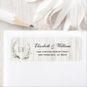 Elegant Rustic Wood & Greenery Return Address
